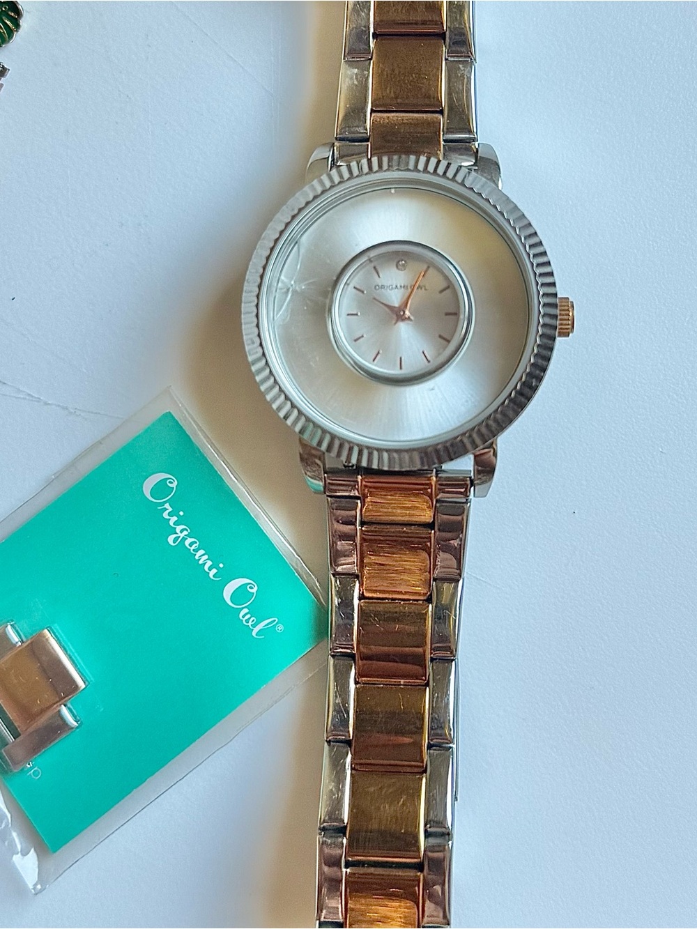 Origami Owl Two-Tone Gold and Silver Women's Bracelet Watch, READ. Extra link